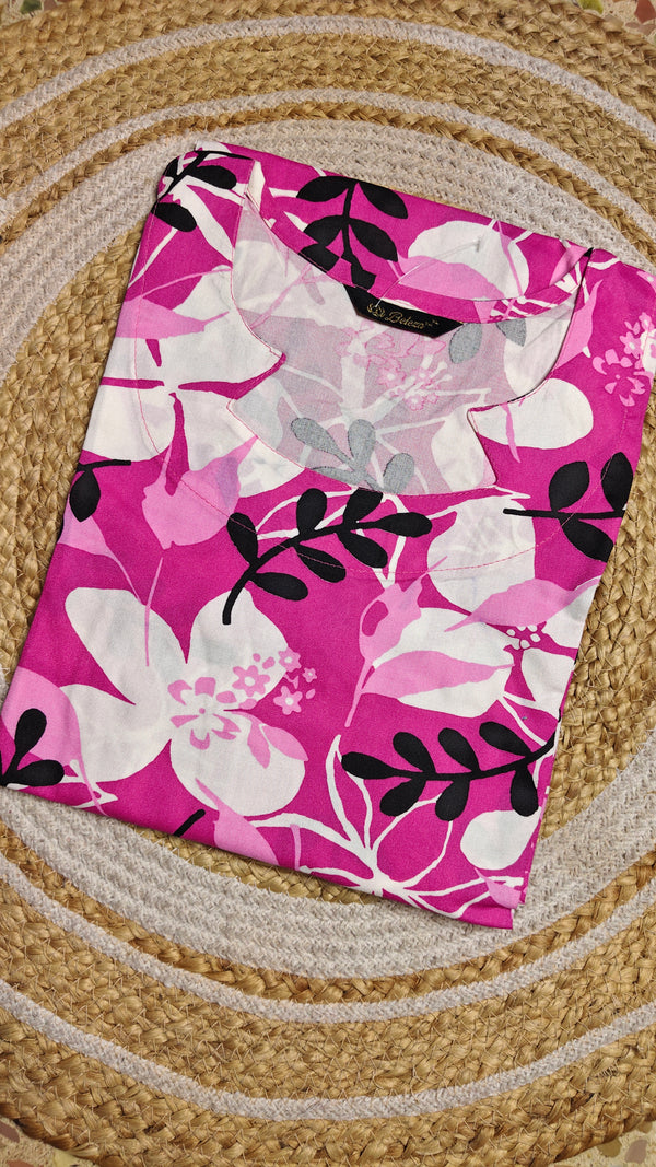 Violet black floral leaves kurti