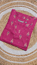 Reddish gold foil floral v neck kurti