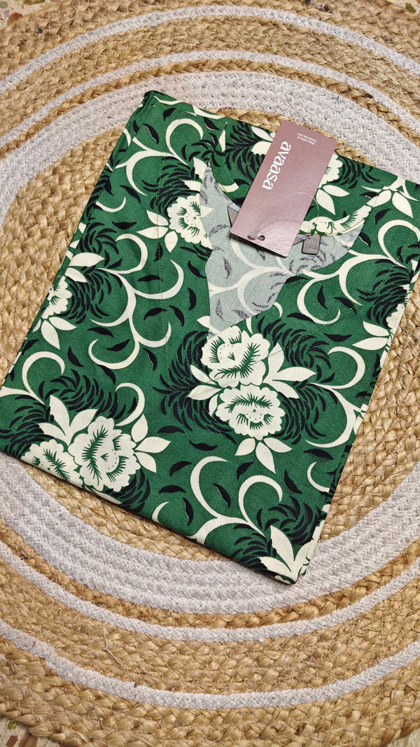 Bottle green leave neck kurti
