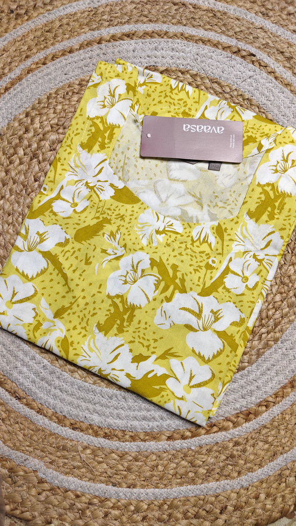 Yellow small floral kurti