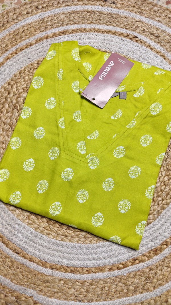 Light green v neck kurti (Size L)