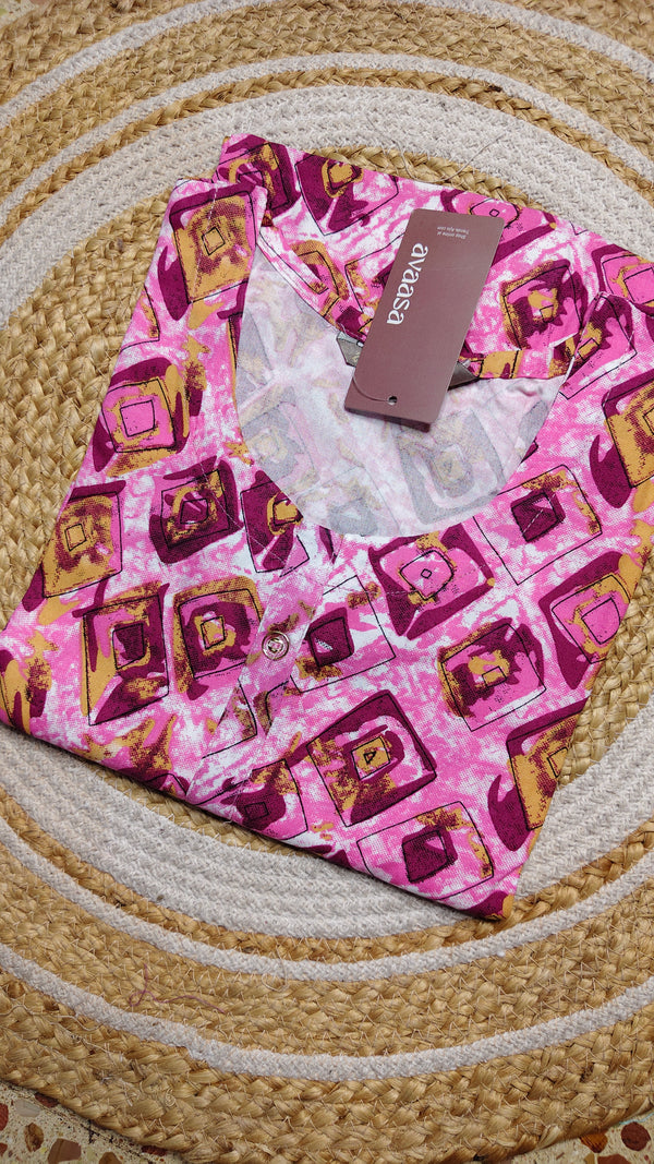 Pink square pattern kurti (Size XL)