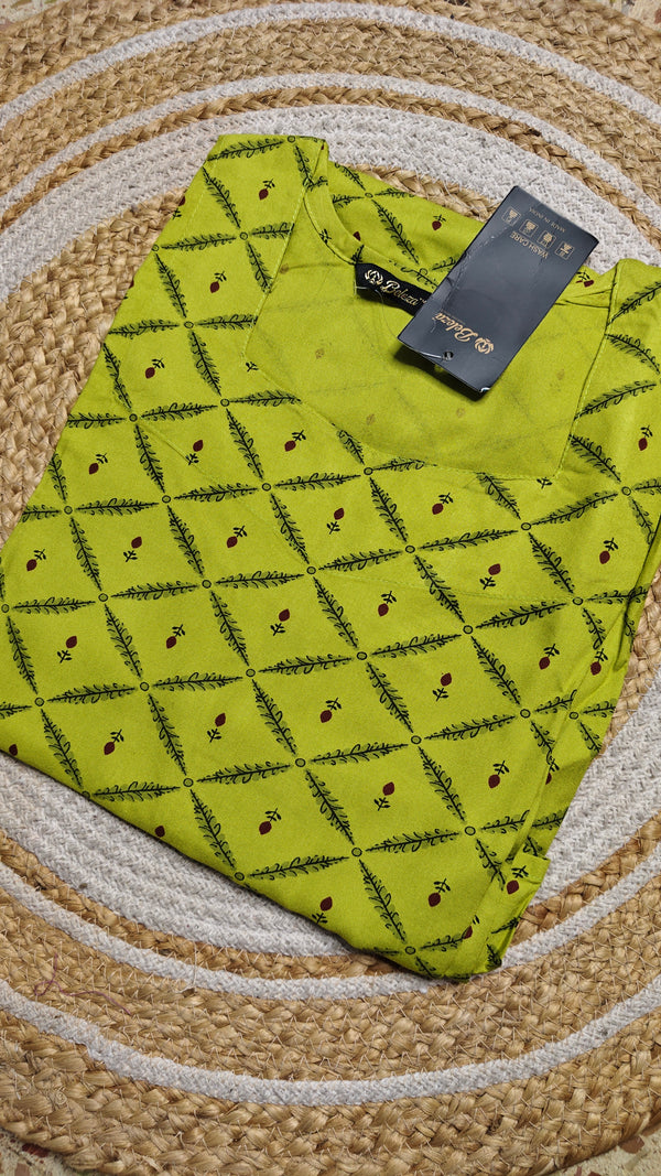 Parrot green square pattern kurti (Size M)