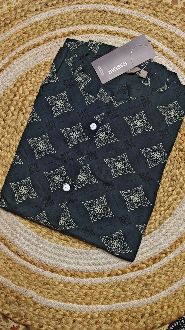 Grey cross square pattern kurti