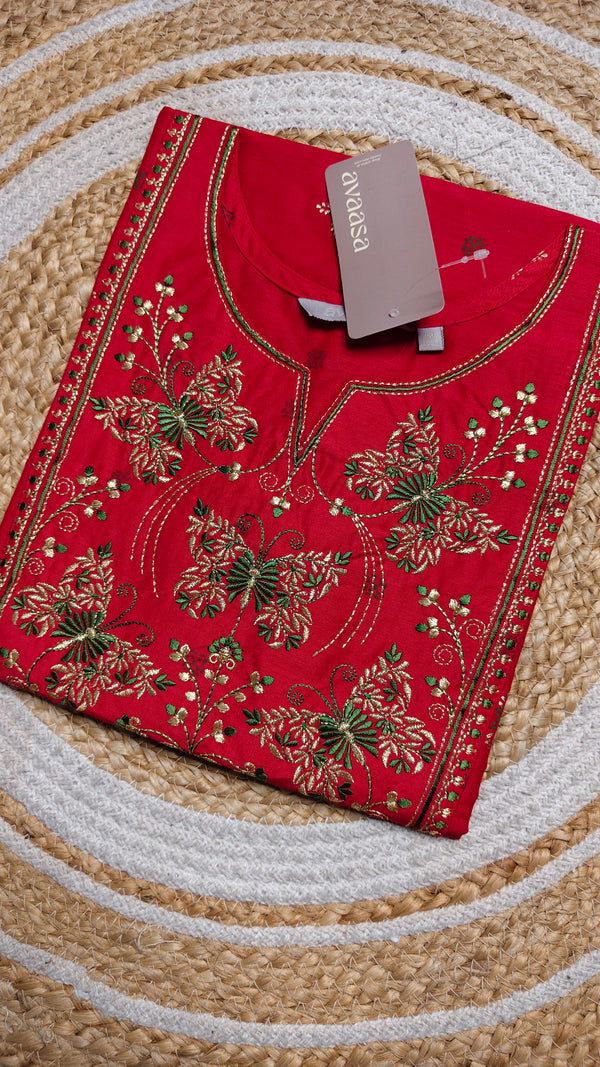 Red butterfly’s embroidery kurti