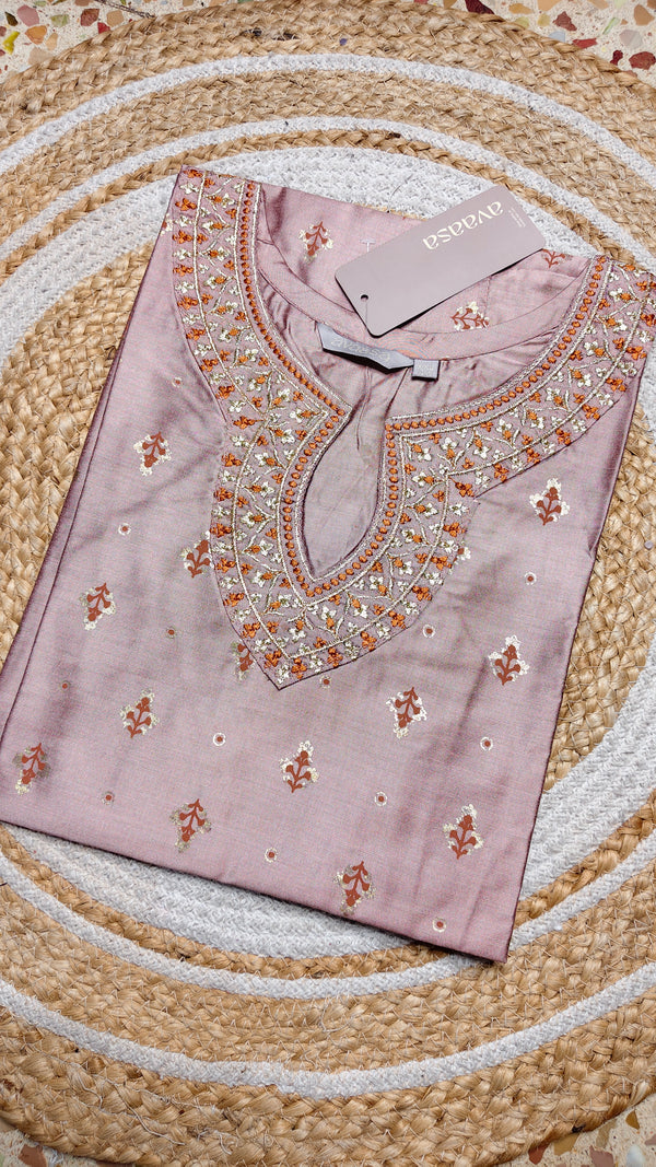 Onion shade neck embroidery kurti