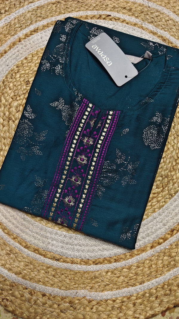 Peacock with floral full foil pattern kurti