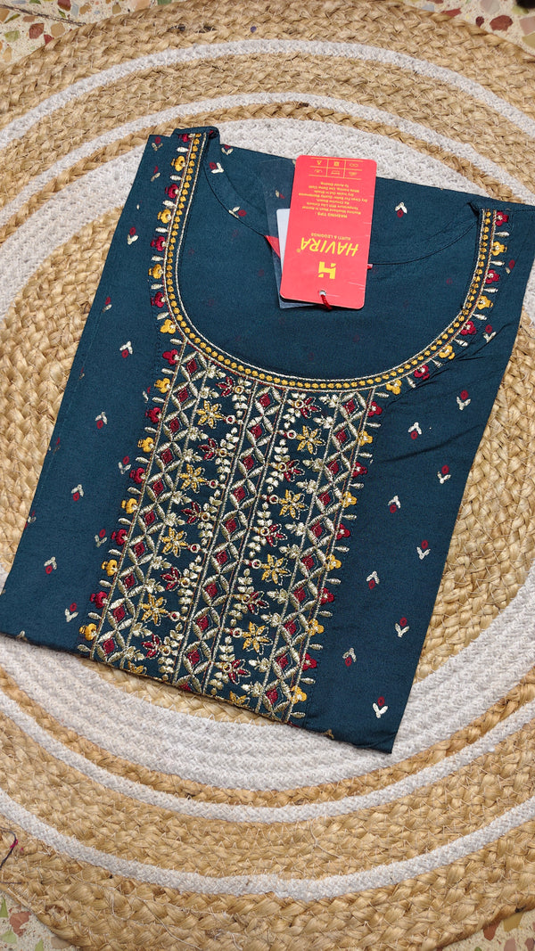 Grey floral neck embroidery kurti