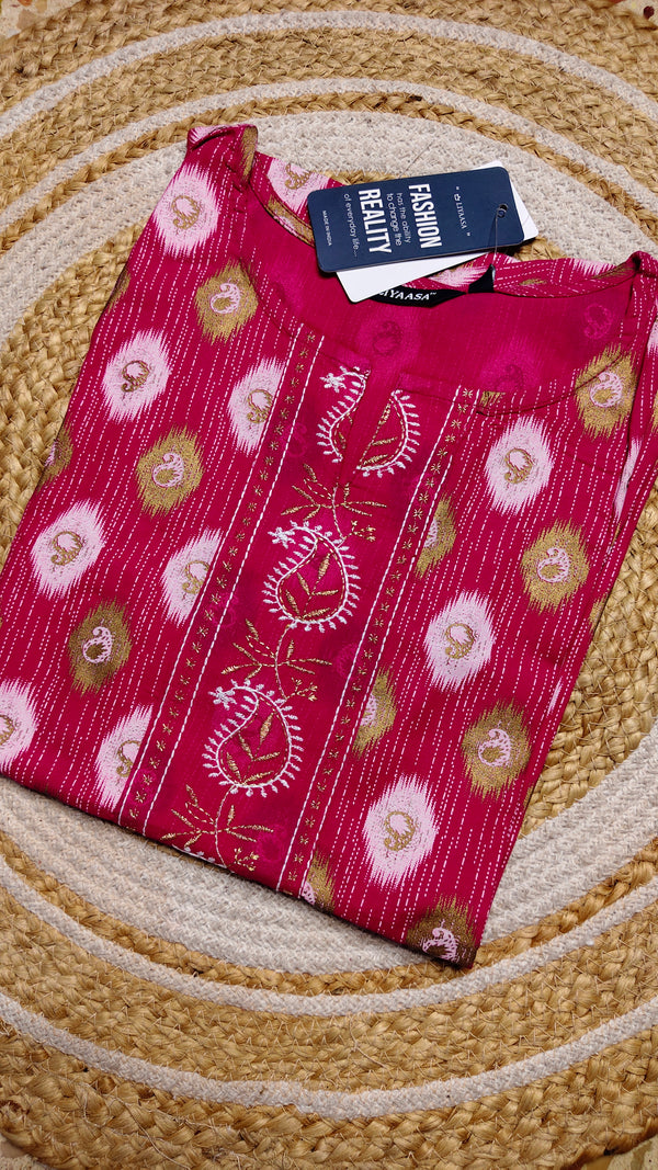 Pink mango center embroidery