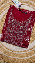 Bright Red with silver half embroidery kurti
