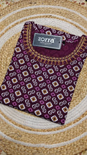 Dark violet neck embroidery kurti