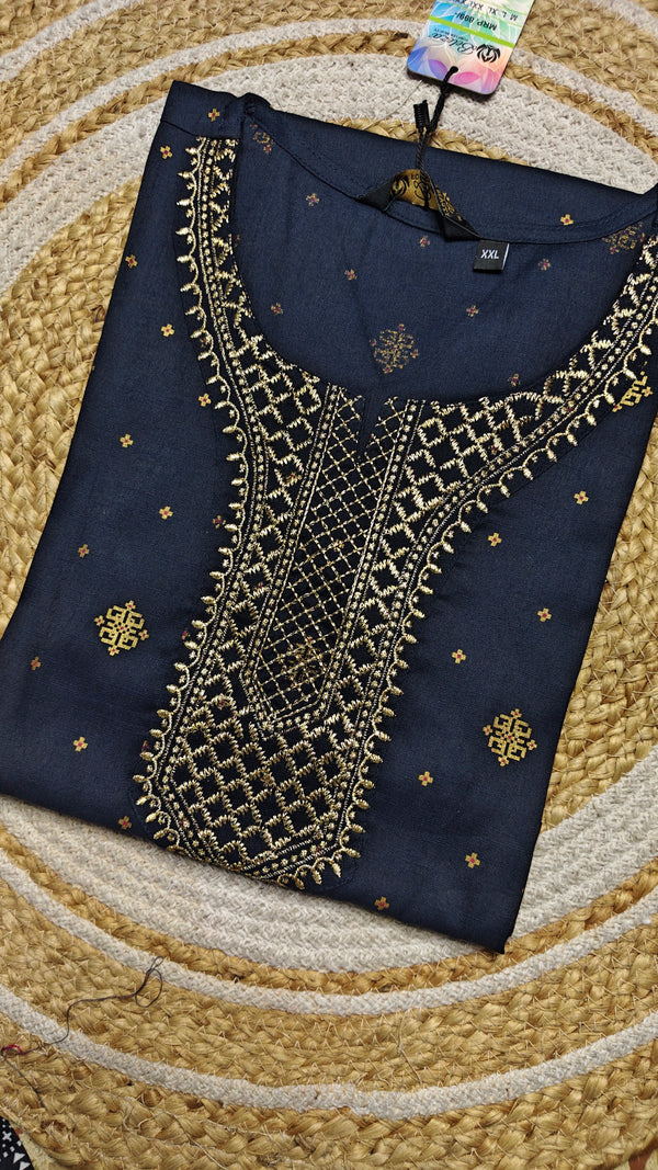 Dark blue with center embroidery