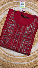 Red with green mango design half embroidery