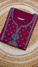 Wine colour with half embroidery