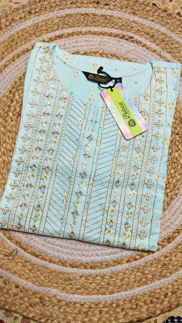 Light sky blue half embroidery