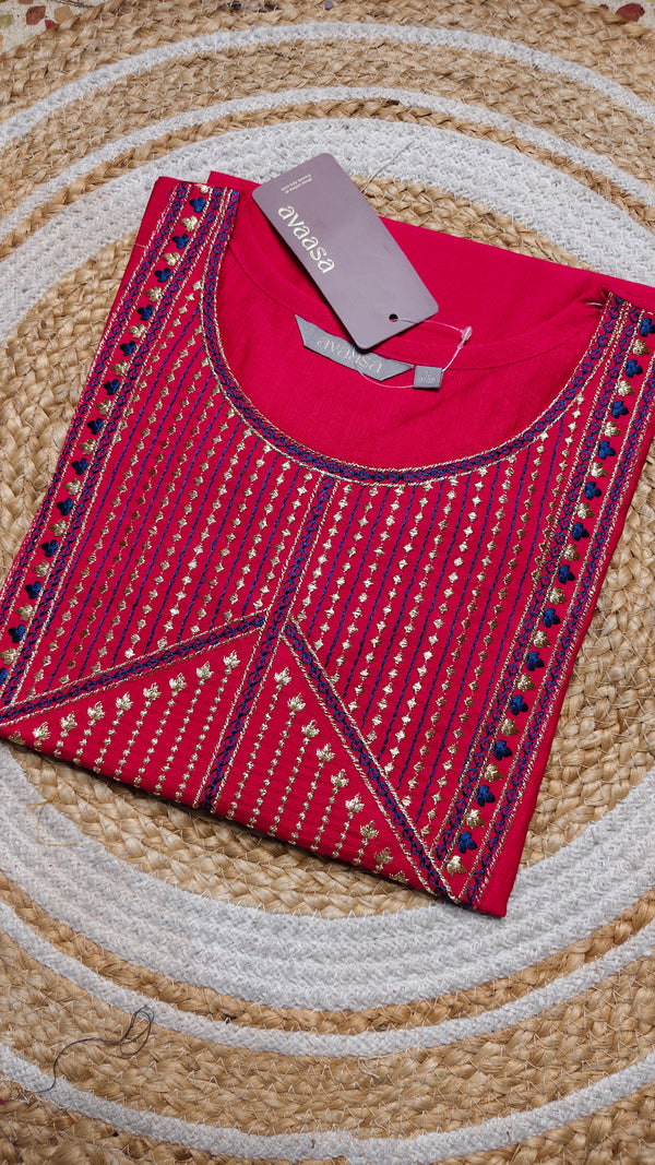Bright pink half embroidery