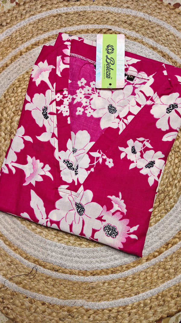 Pink with flower cotton (Size 2XL)