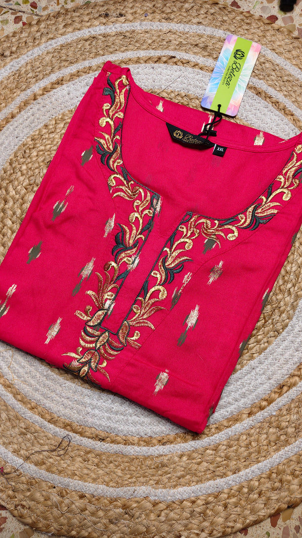 Bright red with green embroidery (Size 2XL)