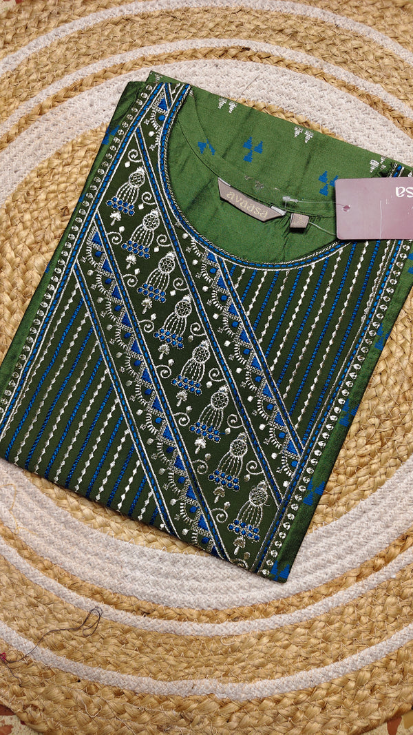 Green jimiki pattern embroidery (Size S)