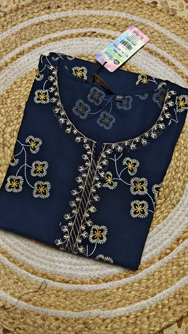 Dark blue center embroidery neck (Size 3XL)