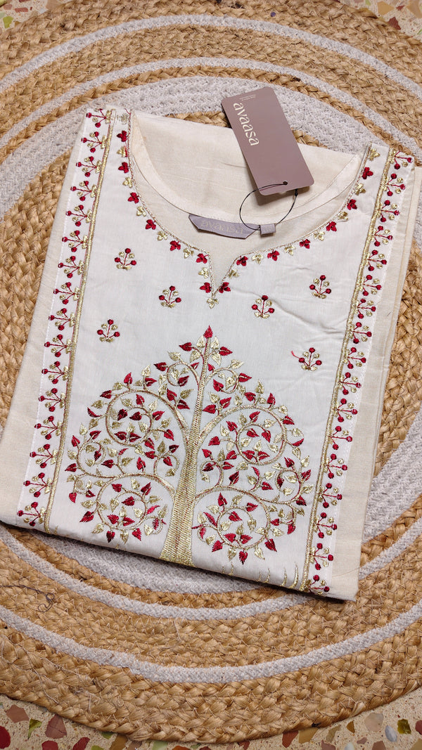 White with tree half embroidery (Size XL)