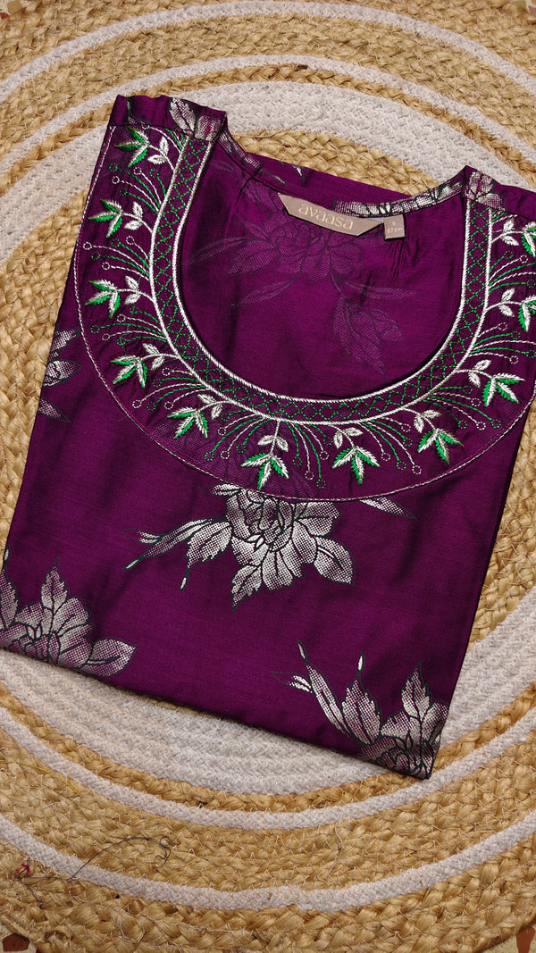 Dark Pink Foil Print floral (Size S)