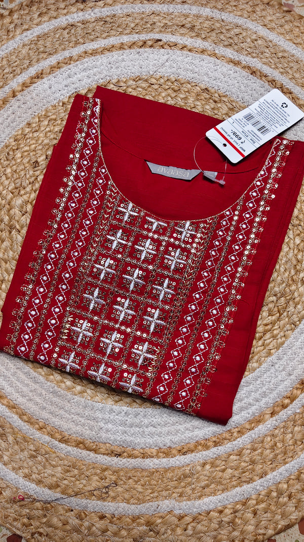 Red design half embroidery (Size L)