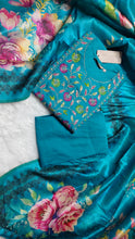 Sky blue worked embroidery