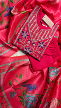 Dark pink worked embroidery