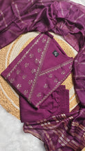 Violet trending cross worked embroidery
