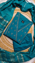 Rama blue trending cross worked embroidery