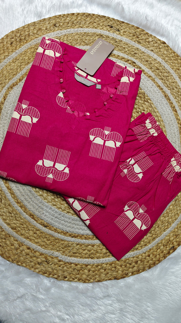 Cotton pink peacock co ords