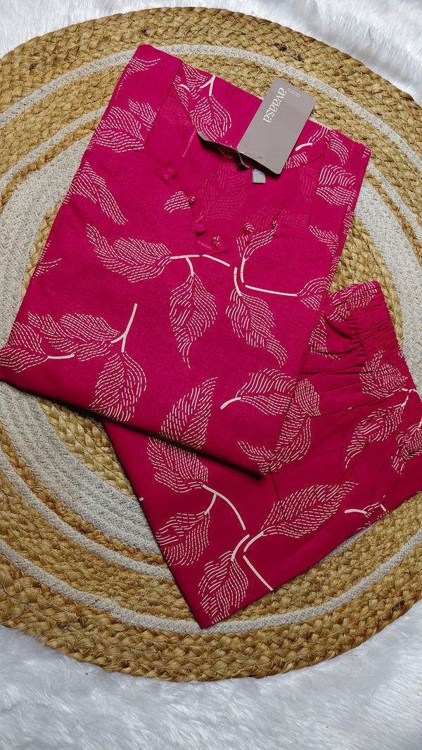 Cotton Pink leaves co ords