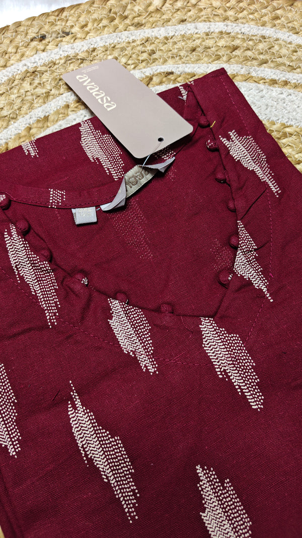 Cotton maroon zig zag co ords