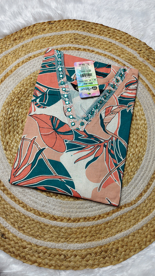 Cotton Peach with multi