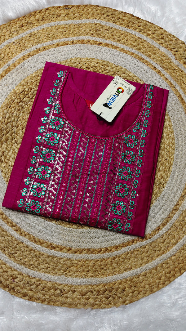 Silk cotton Pink with Rama embroidery