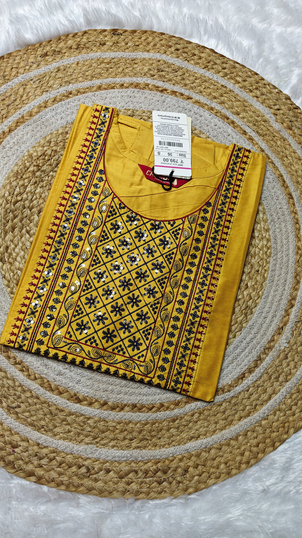 Silk cotton Yellow embroidery (Size S)