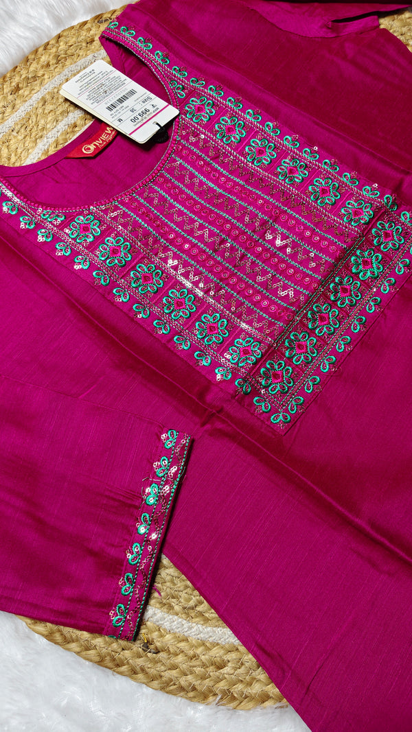 Silk cotton Pink with Rama embroidery